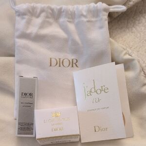 Dior J'adore, Capture, and L'Or de Vie Sample Set in White Dior Pouch